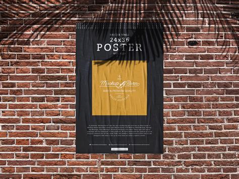 Bricks Wall 24x36 Poster Mockup Free by Mockup River on Dribbble