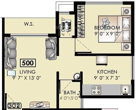 500 sq ft 1 BHK Floor Plan Image - Dream Home Enterprises Dream Park ...