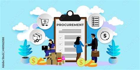 Procurement Process of Purchasing Goods, Procurement Management Industry concept With icons ...