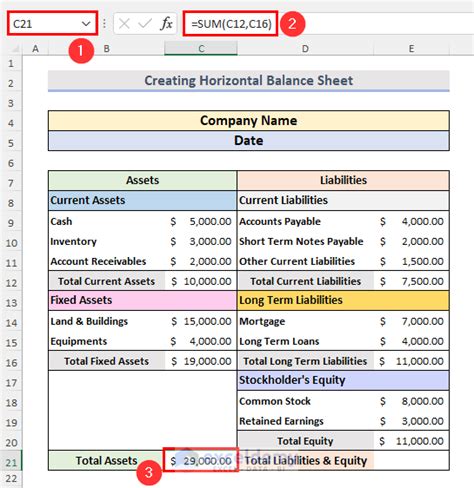 Create Horizontal Balance Sheet Format in Excel - ExcelDemy