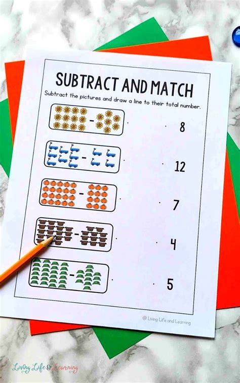 Fall Subtraction Worksheets