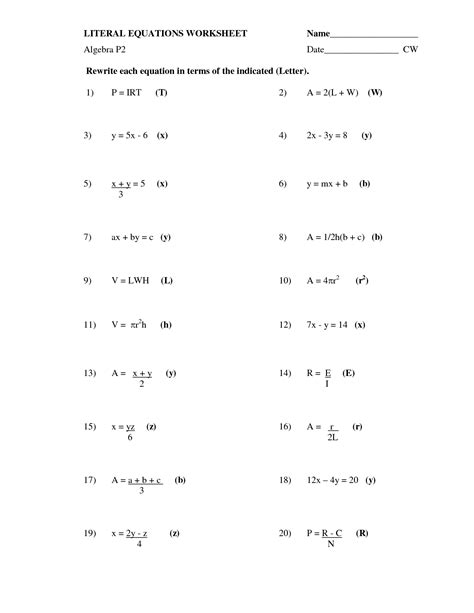 Translating Algebraic Expressions Worksheet With Answers