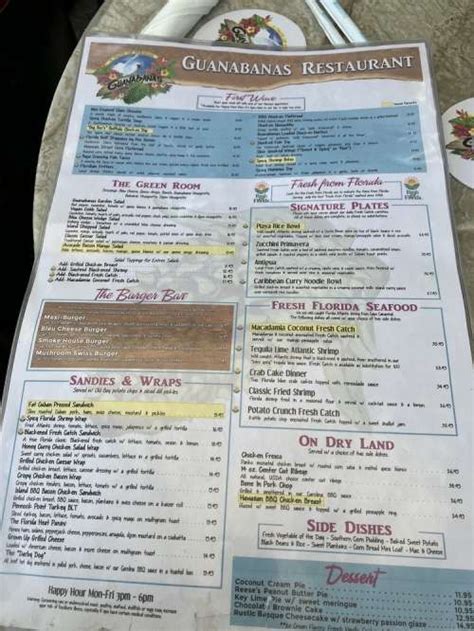 Guanabanas Restaurant menu in Jupiter, Florida, USA