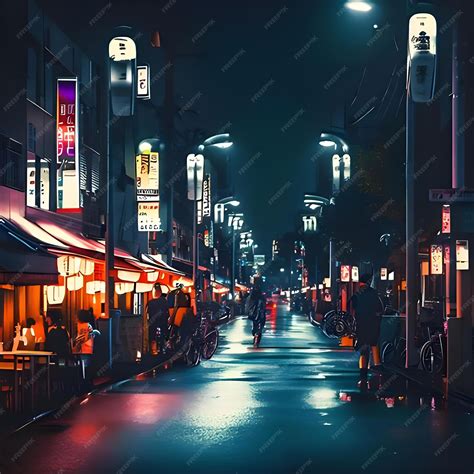 Premium Photo | Night of Japan Street food people wallpaper