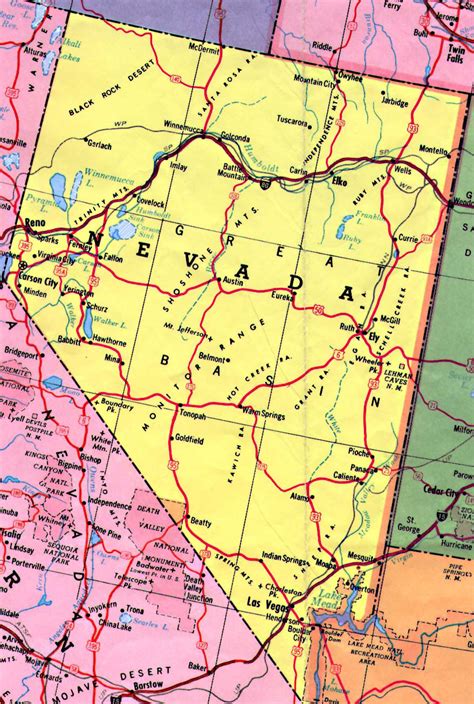 Detailed map of Nevada state with highways. Nevada state detailed map with highways | Vidiani ...