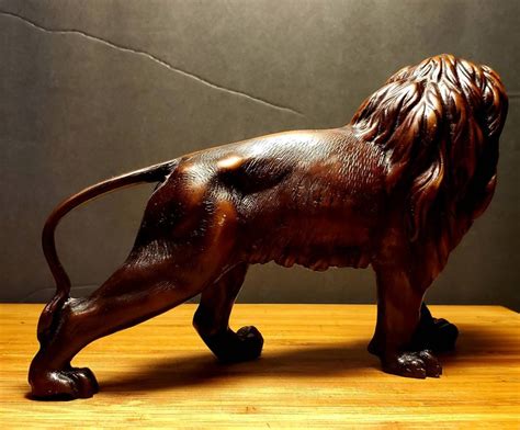 Vintage Lion Figurine Bronze Tone - Etsy