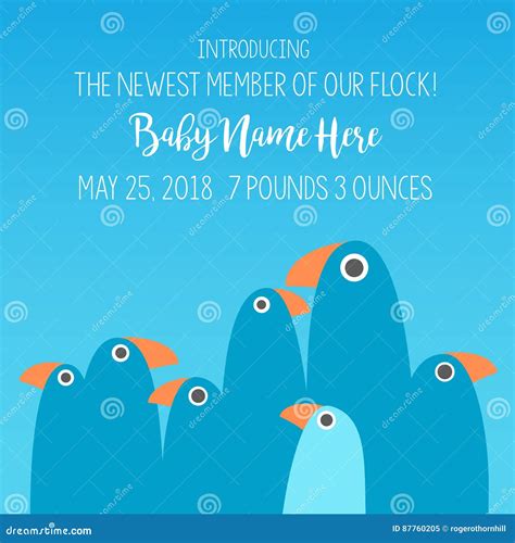 Birth Announcement Design with Funny Parrot Family Stock Vector - Illustration of design ...