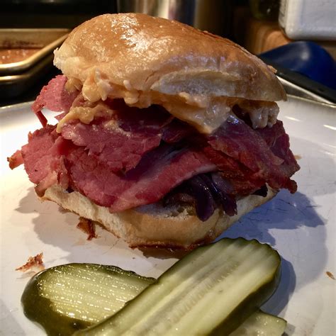 [Homemade] Corned beef brisket sammich. (W/onion-cheddar-ale sauce ...