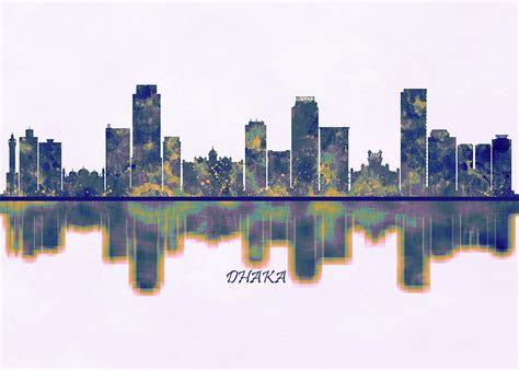 Dhaka Skyline Painting by NextWay Art - Pixels