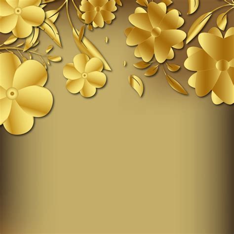 3d Golden Flowers Decorative Background, Background, Flower, Abstract Background Background ...