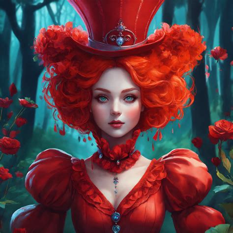 Lexica - The character Red Queen from Alice in Wonderland, cartoon oil paint, 2D illustration ...