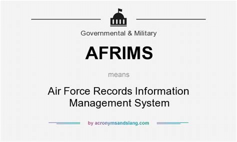 AFRIMS - Air Force Records Information Management System in Government & Military by ...