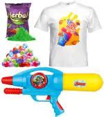 Buy zest 4 toyz Gun Pichkari High Pressure Mechanism Long Through 200 Pcs Balloons1 Tshirt 1 Pkt ...