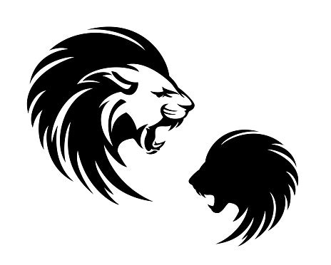 Roaring Lion Head Black Vector Silhouette Design Stock Illustration ...