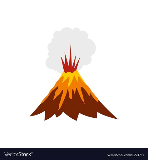 Eruption of volcano icon flat style Royalty Free Vector