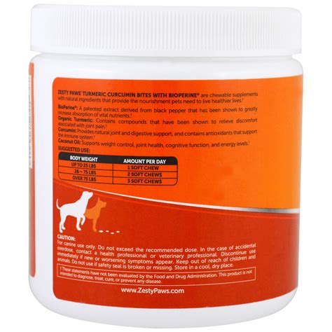 Zesty Paws, Turmeric, Curcumin Bites For Dogs, Joint & Immune Support ...