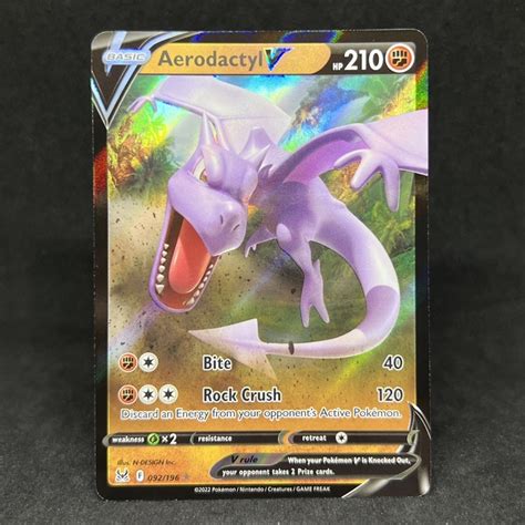 Pokemon TCG Aerodactyl V Ultra Rare 092/196 2022 Sword & Shield Lost ...