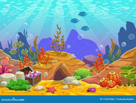 Ocean Floor Cartoon Underwater Background - Allyw-Getintoit