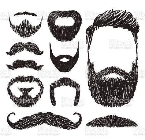 Set of mustache and beard silhouettes, vector illustration. | Beard vector, Beard illustration ...