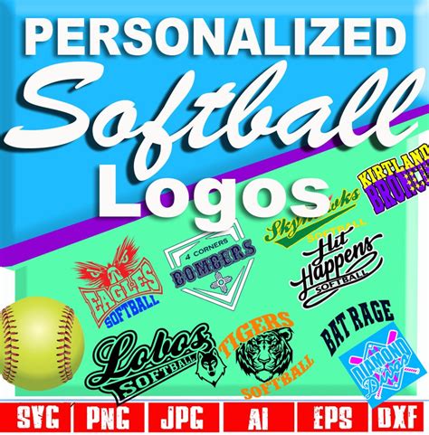 Personalized Softball Custom Logo Design Logo Design for Sports Custom Drawing Personalized ...