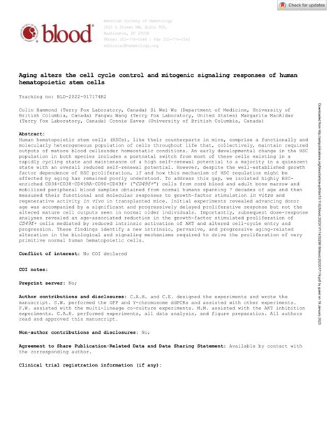 (PDF) Aging alters the cell cycle control and mitogenic signaling responses of human ...