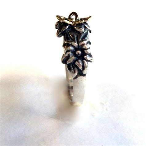 Floral Ring Sterling Silver Ring Silver Yellow Gold Ring - Etsy