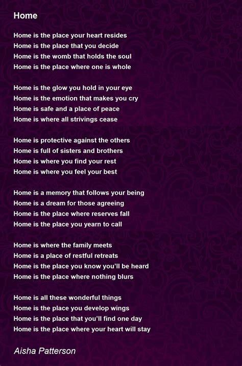 Home Poem by Aisha Patterson - Poem Hunter