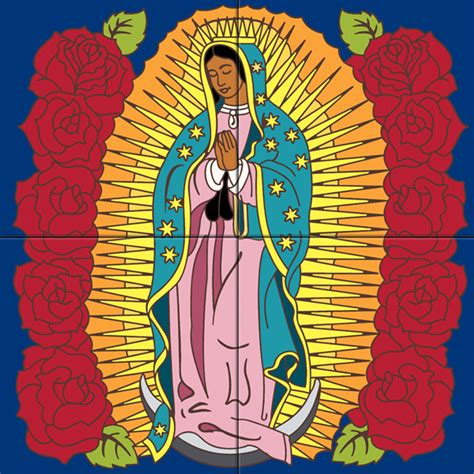 12"x12" Mural Our Lady of Guadalupe Decorative Art Tile