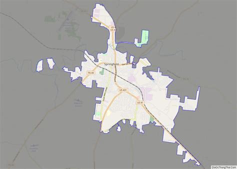 Map of Springfield city, Tennessee