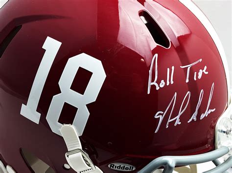 Nick Saban Autographed Signed Alabama Crimson Tide Speed Authentic F/S Helmet #18 with Roll Tide ...