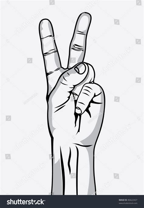 Victory Sign Hand Gesture Stock Vector (Royalty Free) 86622427 ...