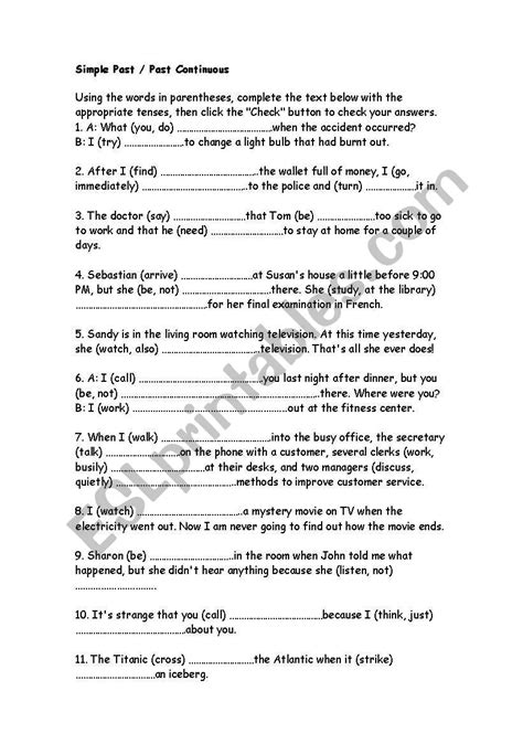 simple past and past progressive exercises - ESL worksheet by laripp