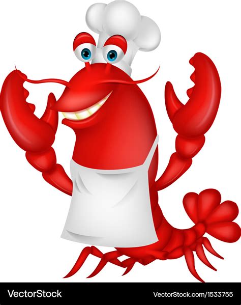 Cute lobster chef cartoon Royalty Free Vector Image