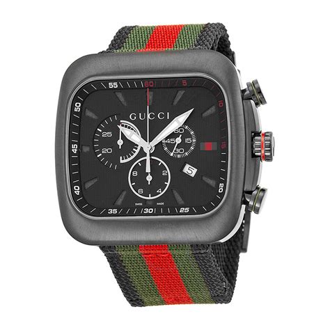 Gucci Coupe Chronograph Black Dial Nylon Strap Men's Watch YA131202 - G-Coupe - Gucci - Watches ...