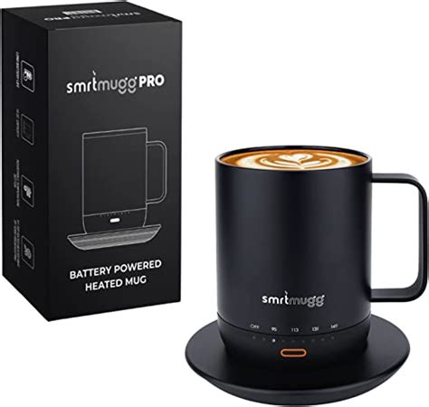 Amazon.com: SmrtMugg PRO, Heated Coffee Mug, 14 oz, Temperature Control Smart Mug, 4 Hour ...