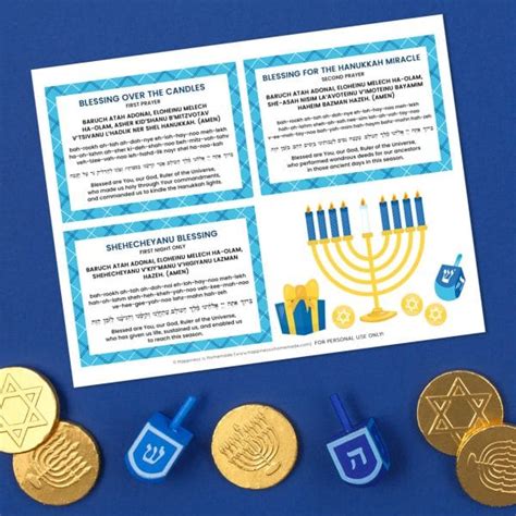 Hanukkah Blessings: Printable Hanukkah Prayer Cards - Happiness is Homemade