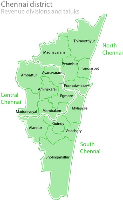 Download From Wikipedia, The Free Encyclopedia - Chennai District Map 2018 PNG Image with No ...