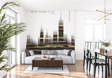 "Urban Art NYC Skyline Wallpaper | Happywall"