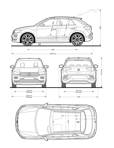 Volkswagen T-Roc blueprint | Car drawings, Volkswagen, Blueprints