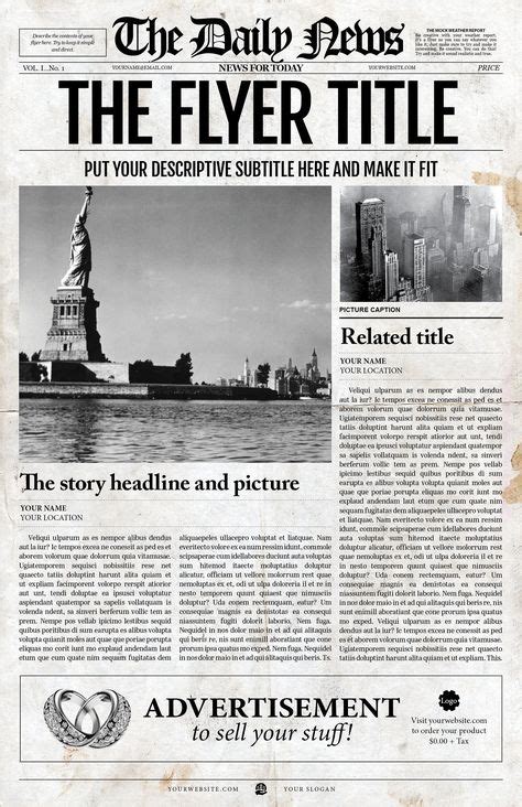 2x1 Page Newspaper Template Indesign | Newspaper template, Newspaper ...