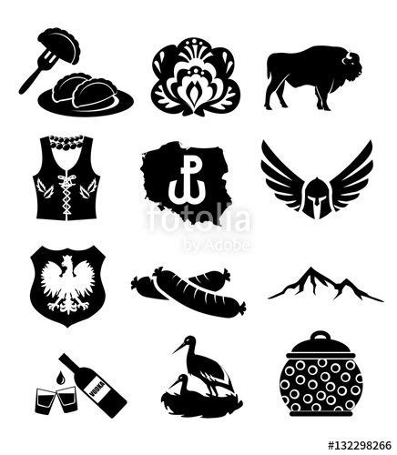 Grafika wektorowa stock national symbols of poland vector icon set ...