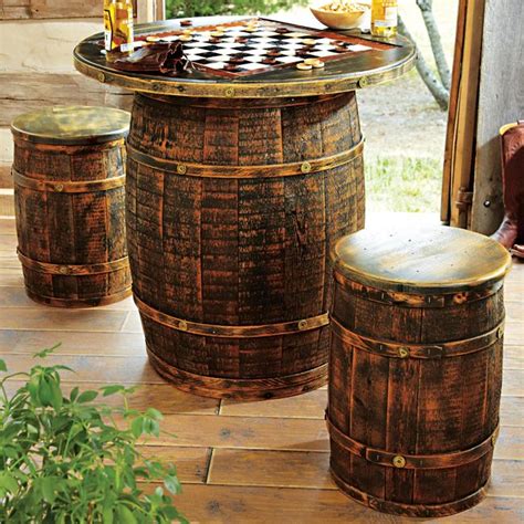 Whiskey Barrel Game Table & Stools | The American West | Saloon decor ...