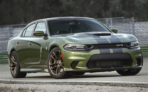 Download wallpapers Dodge Charger SRT Hellcat, 2019, exterior, green new Charger, tuning ...