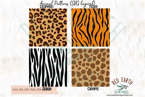 Animal print pattern layered in SVG,DXF,PNG,EPS,PDF format