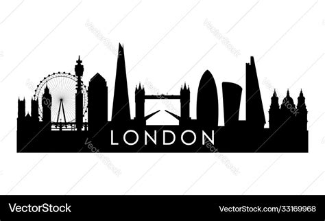 London skyline silhouette black city Royalty Free Vector