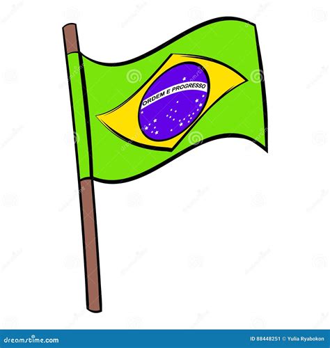 Desenhos Animados Do ícone Da Bandeira De Brasil Ilustração do Vetor ...