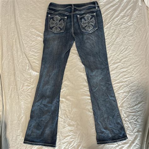 Y2K Rhinestone Jeans Boot-cut low-rise SIZE 8... - Depop