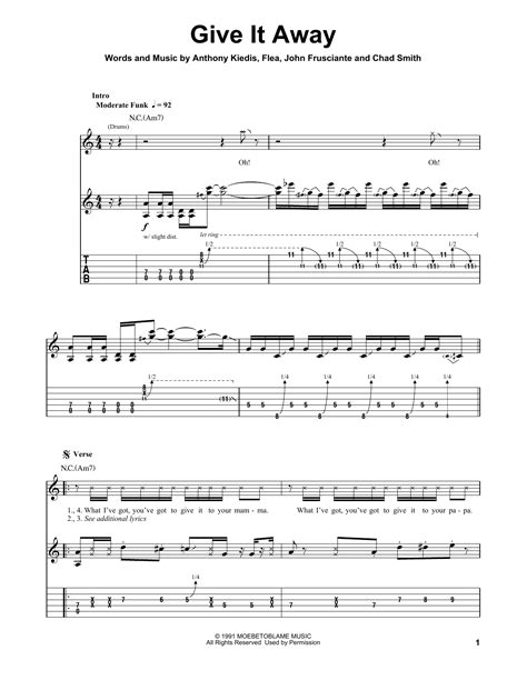 Give It Away by Red Hot Chili Peppers - Guitar Tab Play-Along - Guitar ...