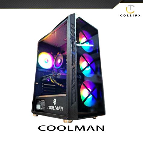 Coolman Roger Black Gaming Case | Free 3 RGB Fans | Tempered Glass | Excellent Airflow | For PC ...