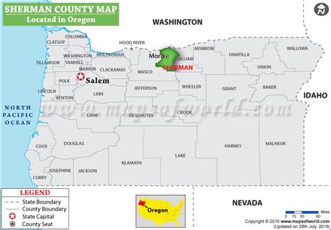 Sherman County Map, Oregon